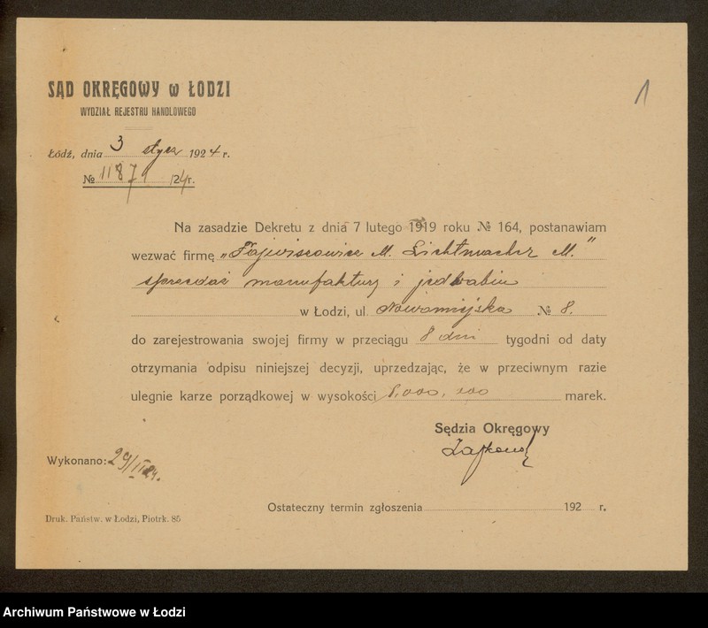 Obraz 3 z jednostki "Fajwiszowicz i Lichtmacher- sprzedaż manufaktury i jedwabiu"