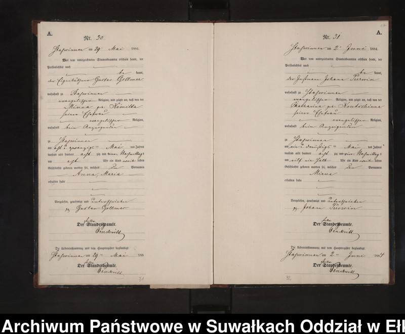 image.from.unit.number "Geburts-Neben-Register des Preussischen Standes-Amtes Stasswinnen Kreis Loetzen"