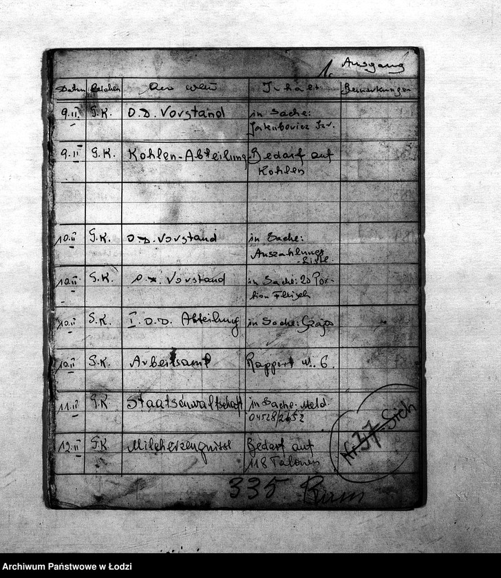 Obraz 5 z jednostki "[Dziennik korespondencji przychodzącej i wychodzącej IV rewiru]"