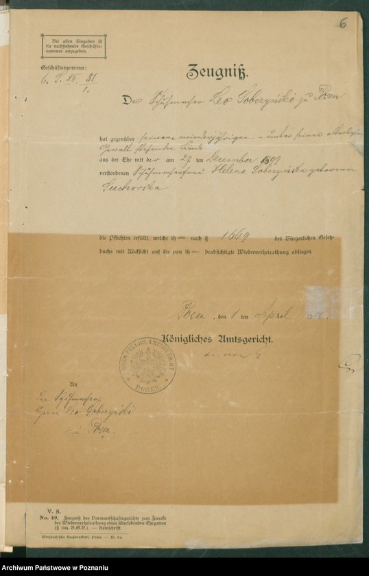 Obraz 8 z jednostki "[Dokumenty dostarczone przez narzeczonych do zawarcia związku małżeńskiego za 1902 rok. Tom VI]"