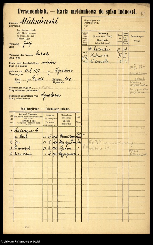 Obraz 13 z jednostki "[Spis ludności Łodzi] Michlicka - Mielczan"