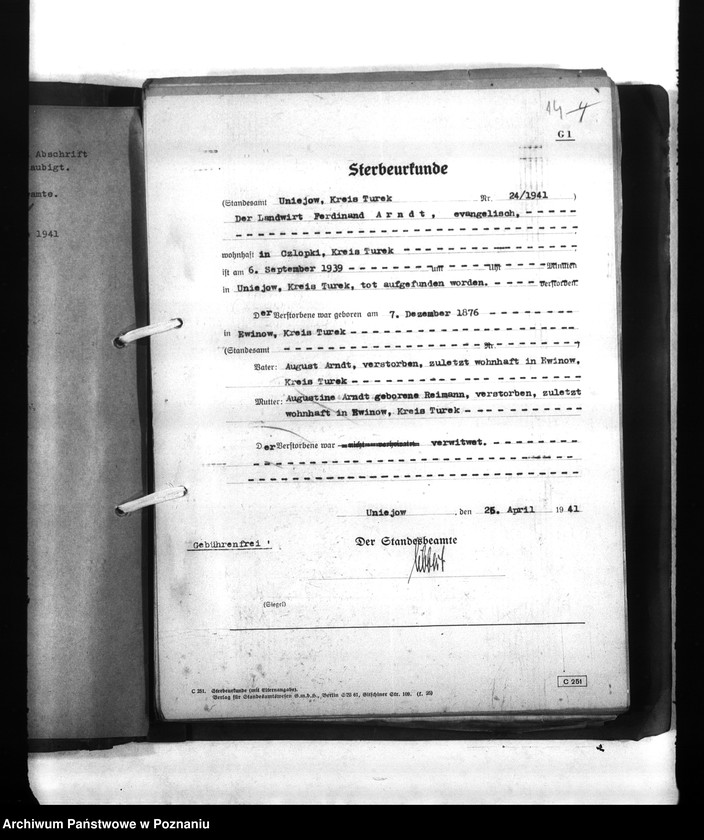 Obraz 18 z jednostki "Wykazy miejscowych Niemców, którzy zginęli w 1939 roku. Kreis Turek"