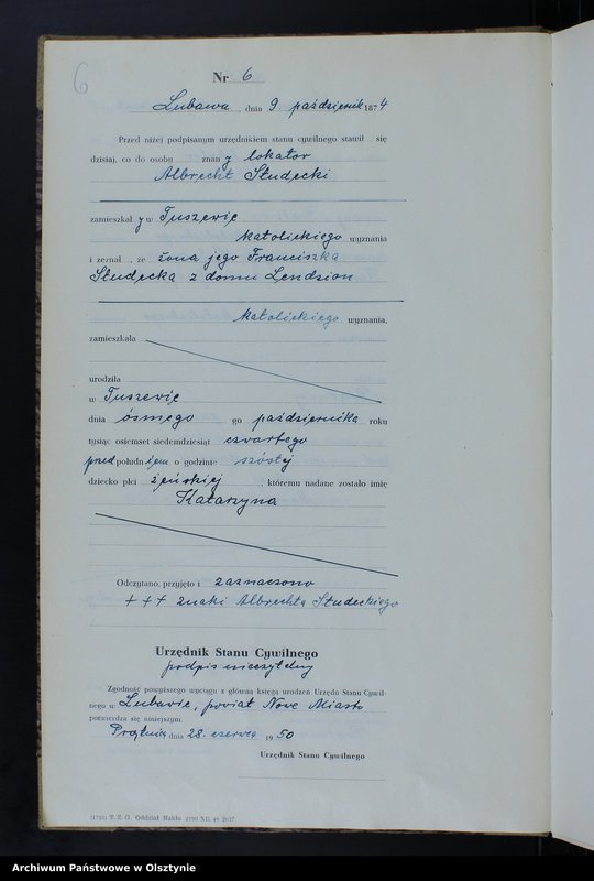image.from.unit.number "Księga urodzeń Nr 1 - 18,1 - 46,1 - 47,1 - 49,1 - 52 i 1 - 51/przepisana w języku polskim z oryginału niemieckiego w dniach 18.06.1950 - 7.08.1950/"