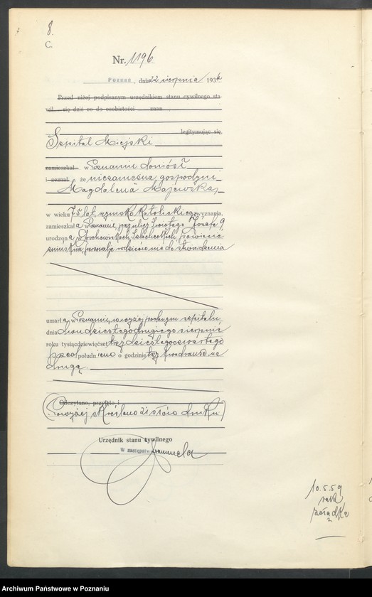 Obraz 10 z jednostki "Księga miejscowa zgonów tom III [Rejestr główny zgonów]"