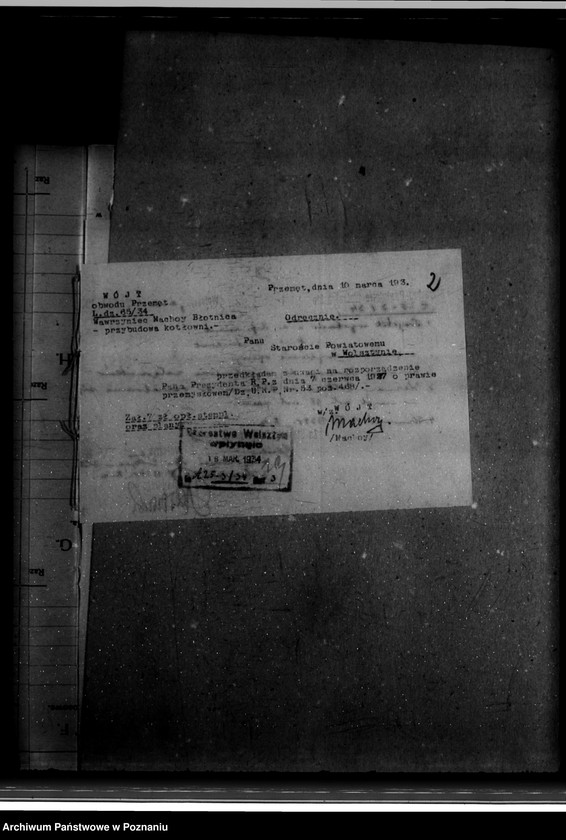 Obraz 6 z jednostki "Zatwierdzenie zakładu przemysłowego tartaku/ W. Machoy w Błotnicy powiat wolsztyński"