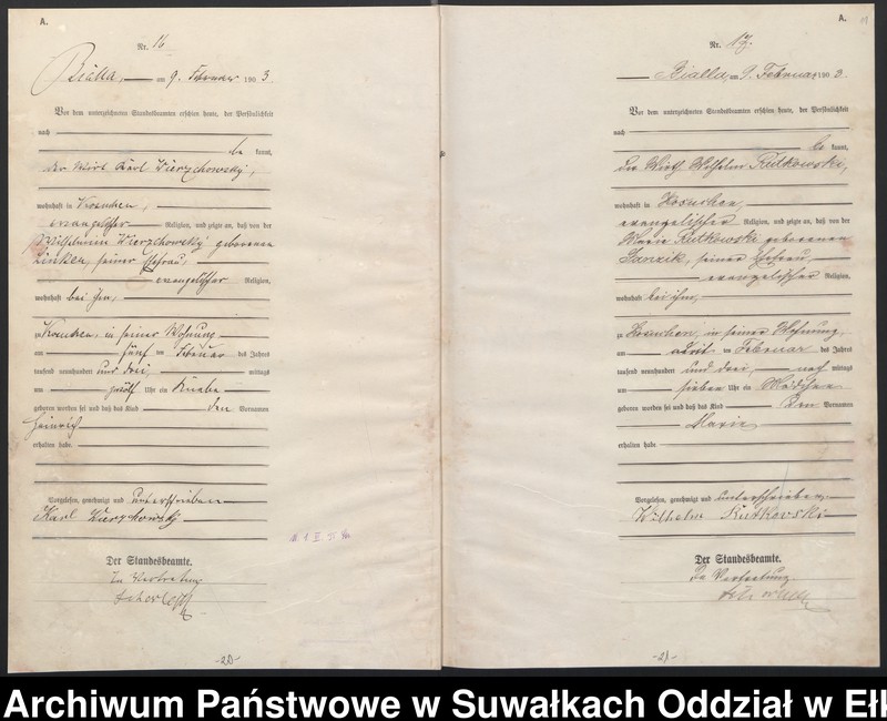 image.from.unit.number "Geburts-Haupt-Register des Königlichen Preussischen Standes-Amtes Belzonzen Kreis Johannisburg"