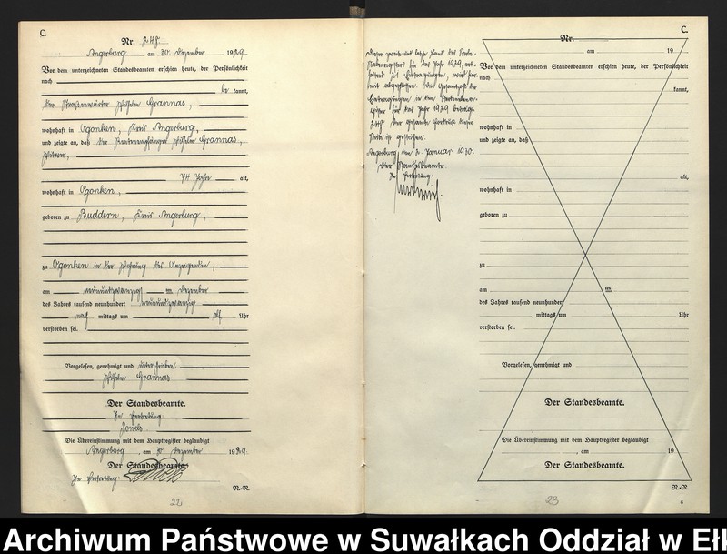 image.from.unit.number "[Sterbe = Register (Neben = Register) Standesamt Angerburg einschl. der Standesamtsbezirk Gross Strengeln, Kehlen und Prinowen] No 228 bis 248"