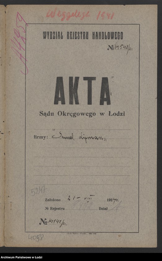 Obraz 2 z jednostki "Samuel Lipman – sprzedaż towarów włókieniczych"