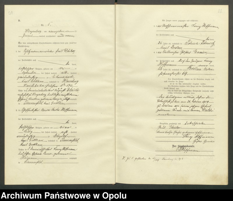 image.from.unit.number "Heirats-Register (Haupt-Register) Standesamt Winzenberg 1908 vol. 1 No. 1 bis 1912 No. 4."