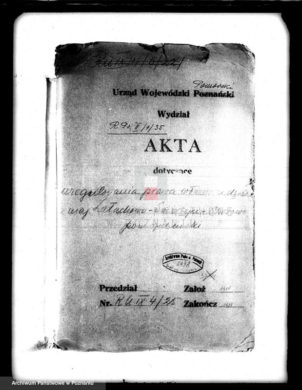 Obraz 4 z jednostki "Uregulowanie prawa własności rozparcelowanych gruntów z majątków Załachowo-Smęrzyn-Oporowo powiatu szubińskiego"