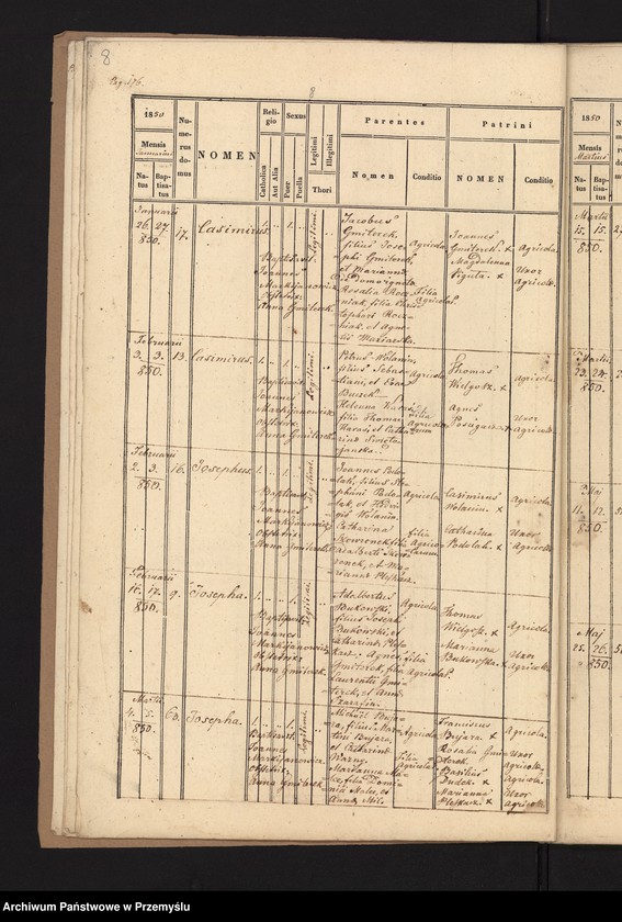 Obraz 10 z jednostki "[Kopie ksiąg metrykalnych urodzeń, małżeństw i zgonów parafii Narol za rok 1850]"