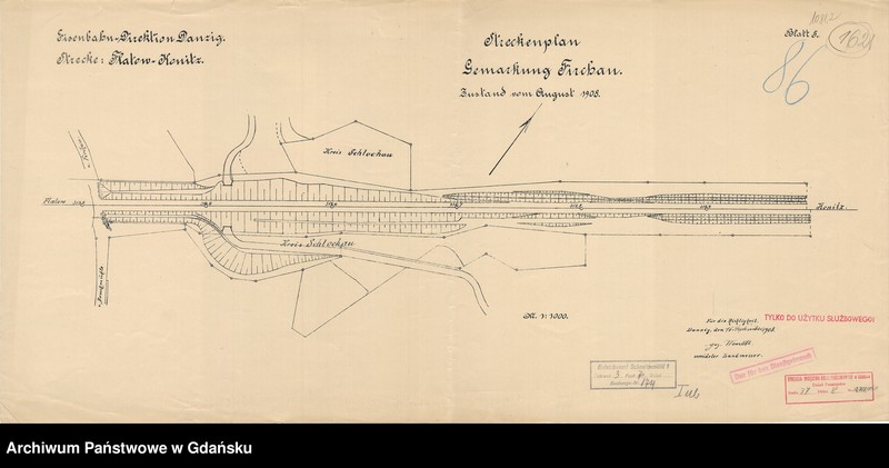 image.from.unit.number "Eisenbahn Direktion Danzig. Strecke: Flatow - Konitz. Streckenplan. Gemarkung Firschau. Zustand vom August 1908. Blatt 5"