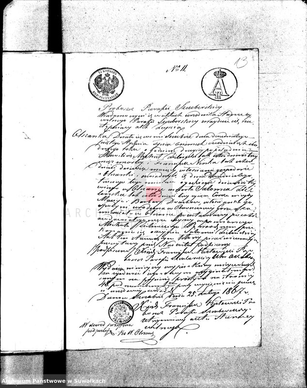 image.from.unit.number "Anneksa do Akt Zaślubionych Parafii Wigierskiej z Roku 1867."