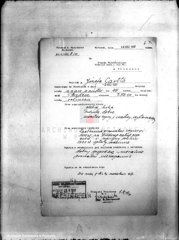 Obraz 10 z jednostki "/Podania rolników o ulgi w spłacie należności Funduszu Obrotowego Funduszu Obrotowego Reformy Rolnej z terenu powiatu wyrzyskiego"