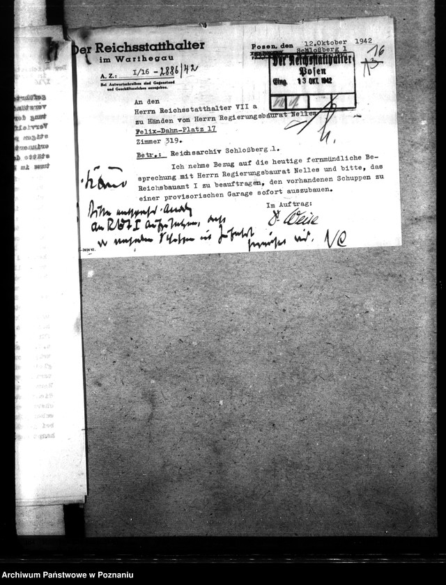 Obraz 20 z jednostki "Umbau des Reichsarchivs zu Posen"