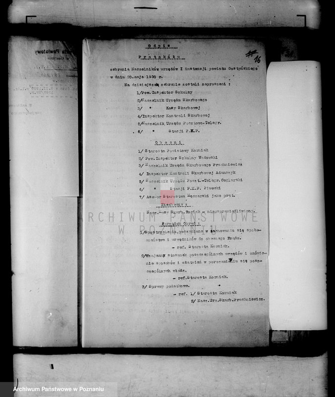 Obraz 19 z jednostki "Protokoły z zebrań periodycznych w starostach /kierowników władz i urzędów niezespolonych z terenu poszczególnych powiatów omawiające ogólną sytuację polityczną i społeczno-gospodarczą"