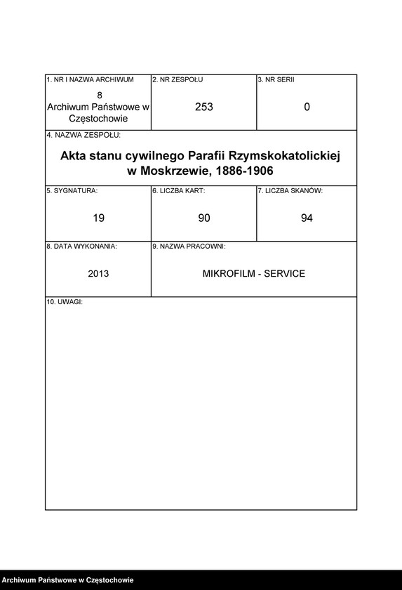 Obraz 1 z jednostki "Duplikat aktów urodzeń, małżeństw, zgonów z 1887 roku"
