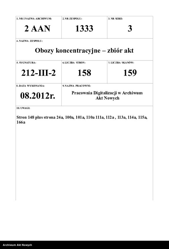 image.from.unit.number "Wspomnienia więźniów:  Kania Roman /Buchenwald/, Karcz Jan /więzienie na Montelupich w Krakowie, Oświęcim, Neuengamne-Hamburg/, Kwapiniewicz Romuald /Pawiak-Majdanek, Buchenwald, Flosburg/, Marcinkiewicz Józef /Balsen/, Leja Józef /Majdanek, Dachau/ Pluciński Stefan /Oświęcim/, Rajzman Samuel /Ghetto w Warszawie, Treblinka/, Ryś K. M. /Majdanek/."
