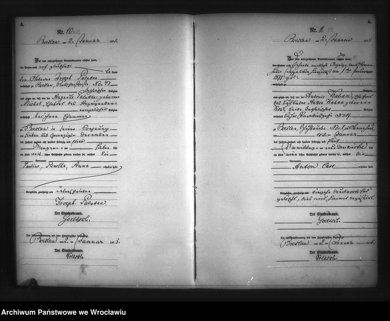 Obraz 8 z jednostki "Geburts-Neben-Register Breslau I 1875 Band 1"