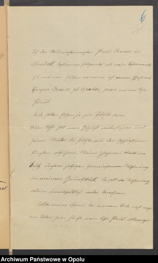 Obraz 11 z jednostki "Verfügung von Todes wegen des Stellmachermeisters Paul Gruner in Neustadt"