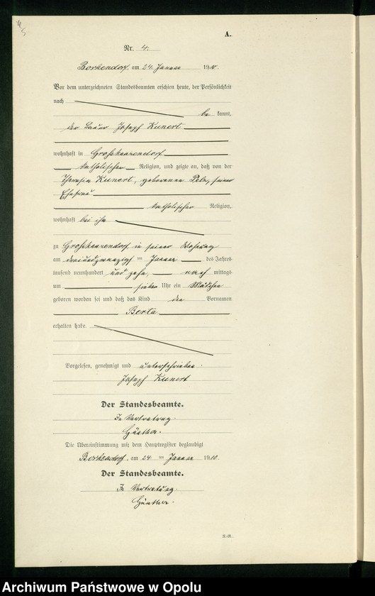 image.from.unit.number "Geburts-Register (Neben-Register) Standesamt Borkendorf 1910 No. 1 bis 60."