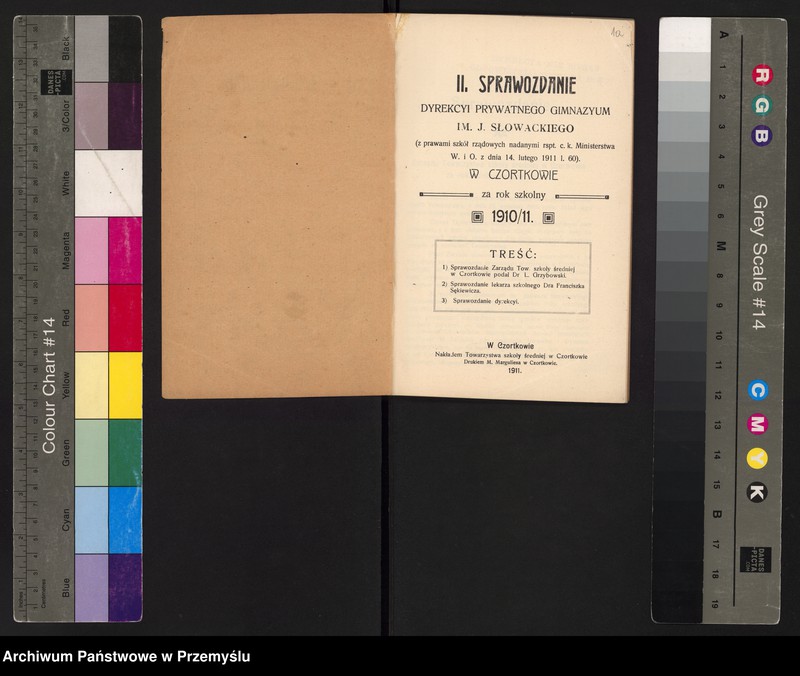image.from.unit.number "II Sprawozdanie Dyrekcji Prywatnego Gimnazjum im. J. Słowackiego w Czortkowie za rok szkolny 1910/11"