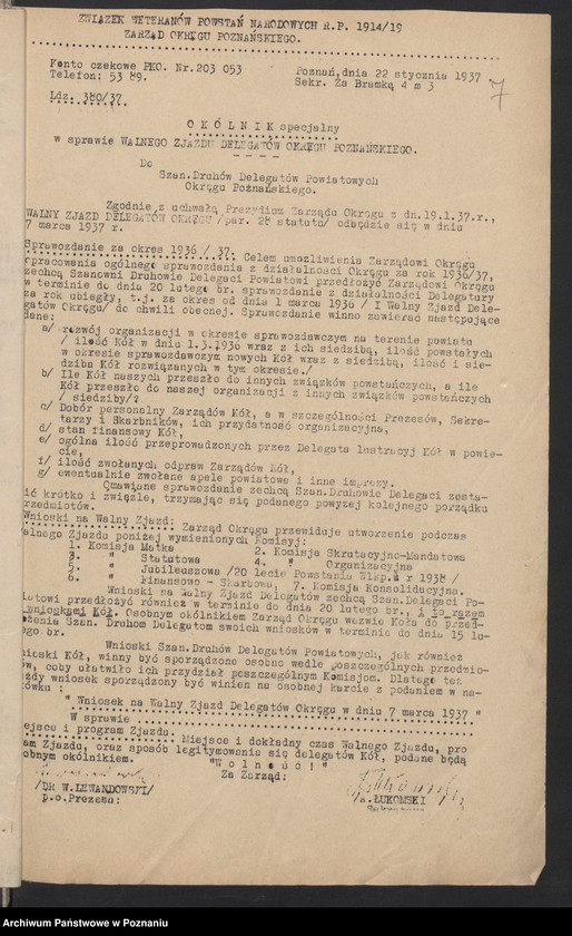 image.from.unit.number "Akta Walnego Zjazdu Delegatów Okręgu Związku Weteranów Powstań Narodowych Rzeczypospolitej Polski 7.III.1937 tom I."