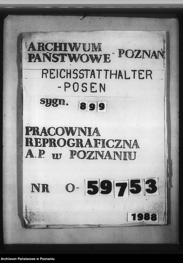 Obraz 1 z jednostki "Zarządzenia i korespondencja w sprawie organizacji Dienstarafkammer Posen"
