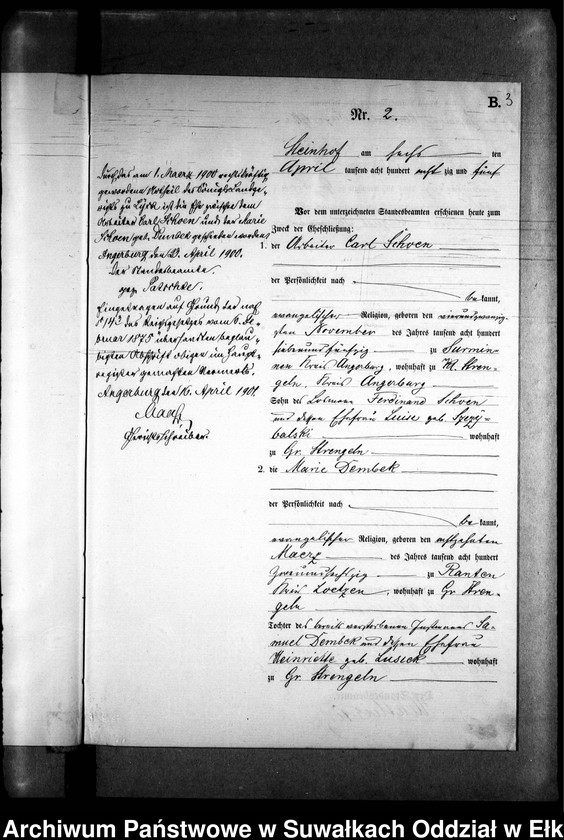 image.from.unit.number "Heiraths-Neben-Register des Preussischen Standes-Amtes Gr. Strengeln Kreis Angerburg"