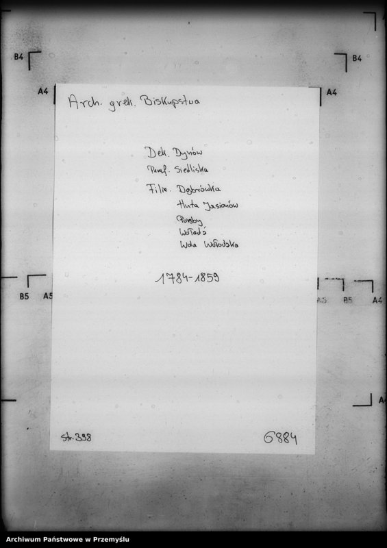 image.from.unit.number "[Kopie ksiąg metrykalnych parafii Siedliska z filiami Dąbrówka Starzeńska, Huta, Jasionów, Poręby, Wołodź, Wola Wołodzka (dekanat Dynów)]"