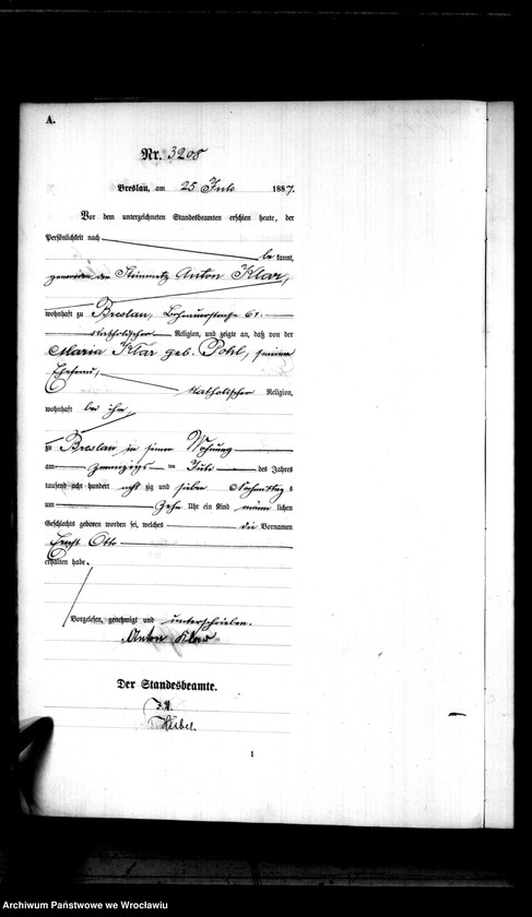 image.from.unit.number "Geburts-Haupt-Register Breslau II 1887 Band 9"