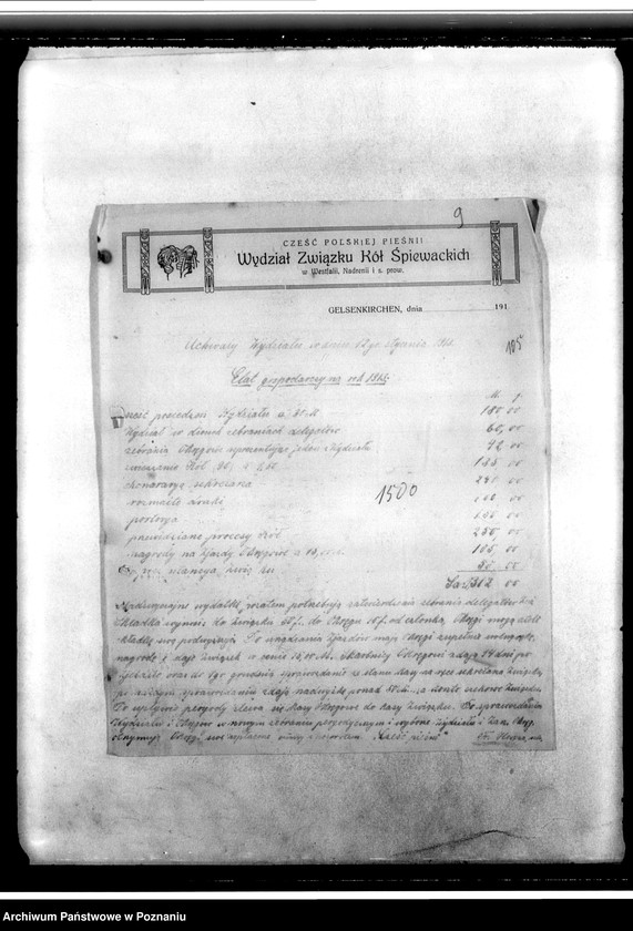 Obraz 13 z jednostki "Spisy kół i zarządów. Sprawy finansowe. Korespondencja. Sprawozdania ze zjazdów i posiedzeń. Wycinki prasowe- z prasy polskiej"