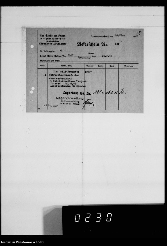 Obraz 20 z jednostki "Kürschnerei. [Zamówienia, rachunki i świadectwa dostaw]"