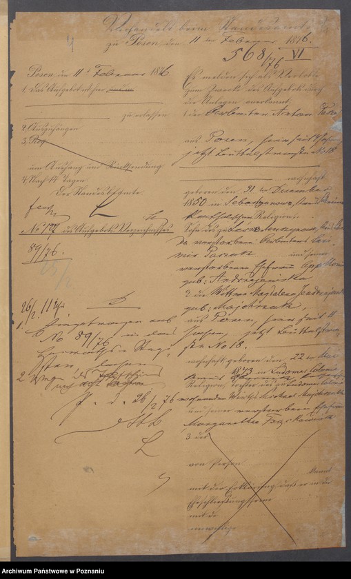 Obraz 6 z jednostki "Die von den Verlobten beigebrachten Urkunden zur Eheschliessung pro 1876"