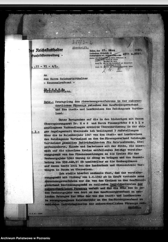 Obraz 5 z jednostki "Pflegekosten und Sonderleistungen für in den Gauheilanstalten untergebrachte Geisteskranke usw.aus der Umsiedlerkreisfürsorge"