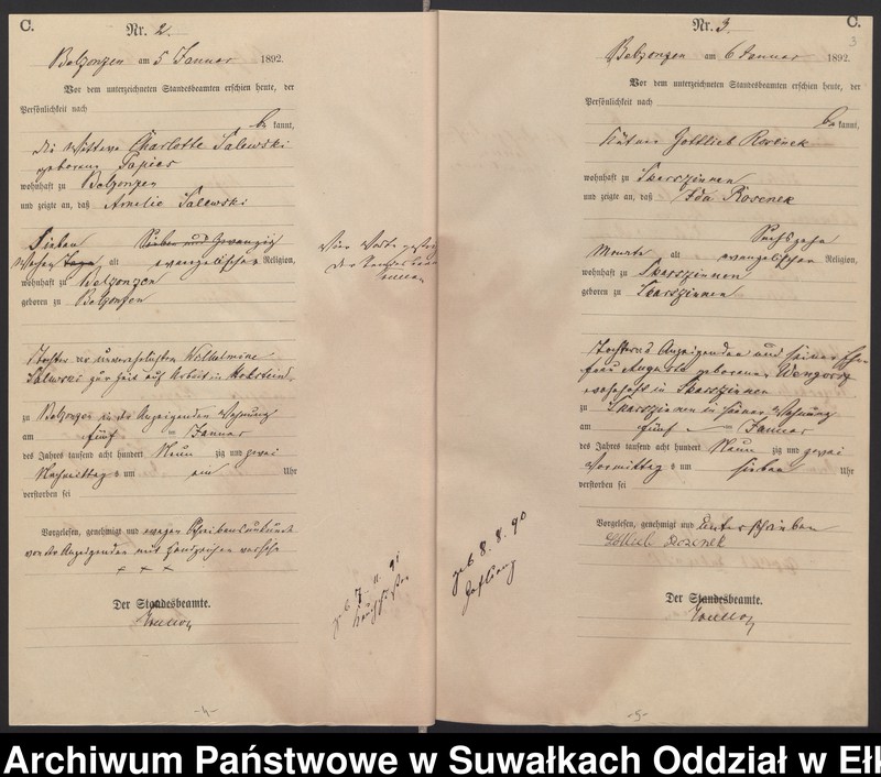 image.from.unit.number "Sterbe-Haupt-Register des Königlichen Preussischen Standes-Amtes Belzonzen Kreis Johannisburg für das Jahr 1888, 1891, 1892 Haupt-Heiraths-Register des Königlich Preussischen Standes-Amtes Belzonzen Kreis Johannisburg  Haupt-eiraths-Register des Königlich Preussischen Standes-Amtes Belzonzen Kreis Johannisburg für das Jahr 1874"