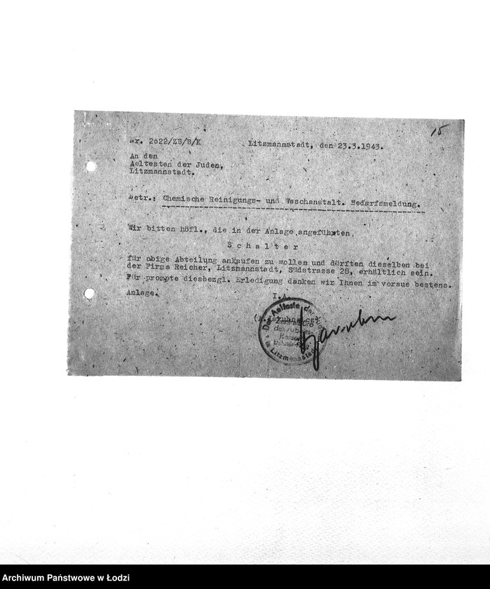 Obraz 18 z jednostki "Bedarfsmeldungen [Skierowane do GV zapotrzebowania na surowce, materiały, narzędzia, maszyny itp. potrzebne resortom pracy do produkcji; zamówienia żywności, lekarstw]"