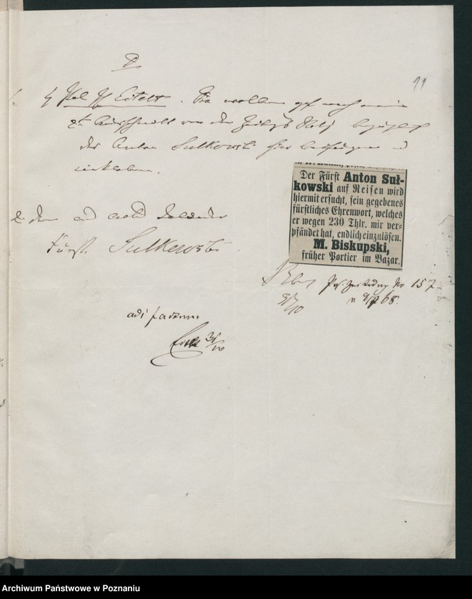 Obraz 17 z jednostki "A. betr. den Fürsten August Sulkowski"