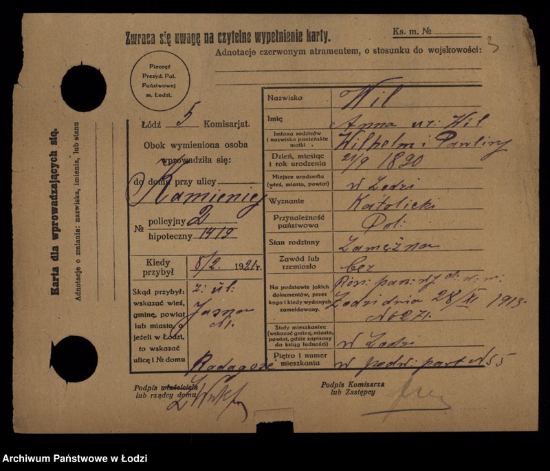 Obraz 5 z jednostki "[Spis ludności Łodzi] Wiktoszewska - Wilde"