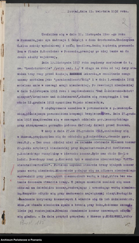 Obraz 4 z jednostki "Koło - Poznań przebieg służby wojskowej Leonarda Dyczaka."