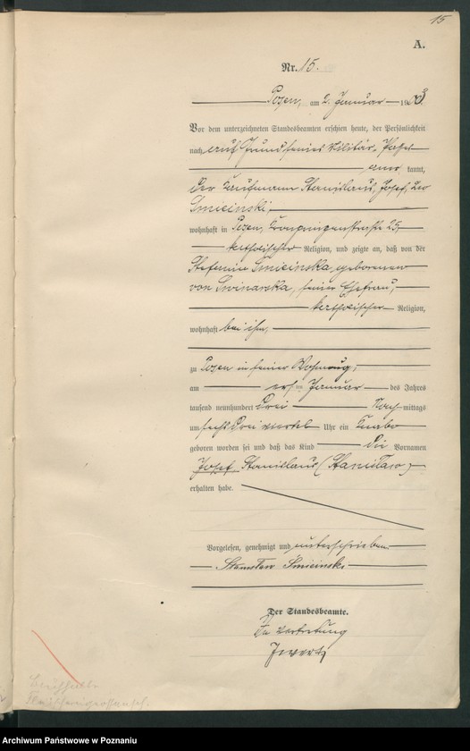 Obraz 18 z jednostki "Księga urodzeń tom I"