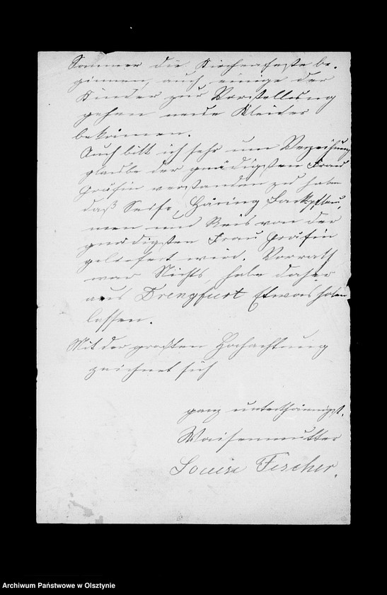 image.from.unit.number "/Monatsberichte der Weisenmutter Louise Fischer u. ihrer Tochter in Drengfurth- Vorstadt an Anna Gfin Lehndorff geb. Hahn/"