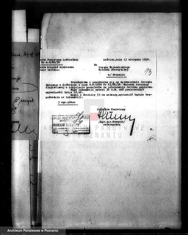 Obraz 17 z jednostki "/Zatwierdzenie projektu budowy tartaku M. i K. Klupieciów w Kiełczewie pow. Kościan/"