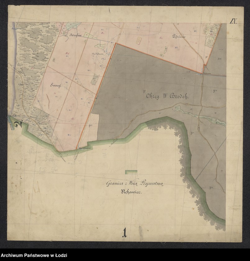 Obraz 7 z jednostki "Plan dóbr skonfiskowanych Tomaszów Mazowiecki składających się z kluczy Żelechlin i Kopiec położonych w gubernii mazowieckiej powiecie rawskim"