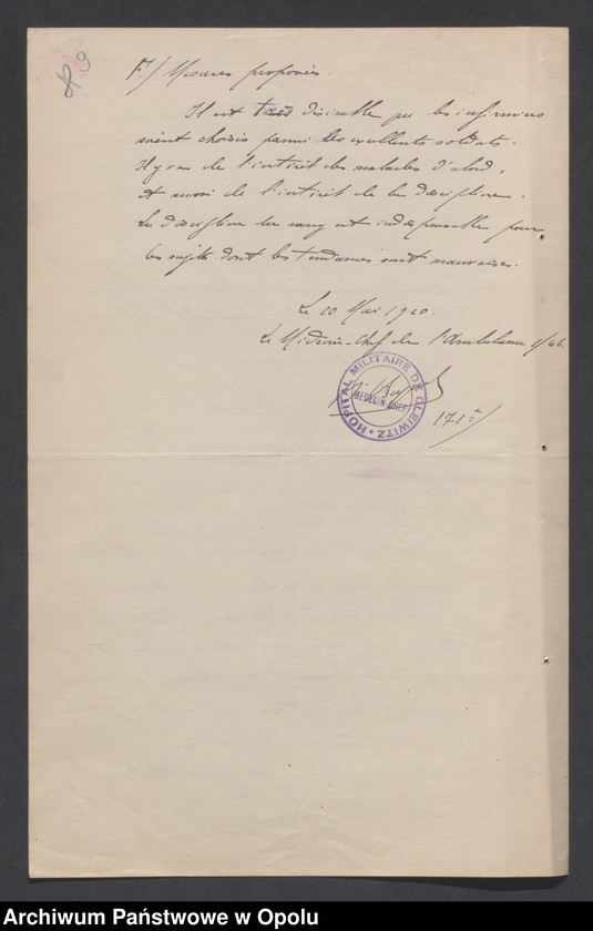 Obraz 10 z jednostki "/Raporty miesięczne oddziałów wojsk francuskich o morale żołnierzy/ V 1920"