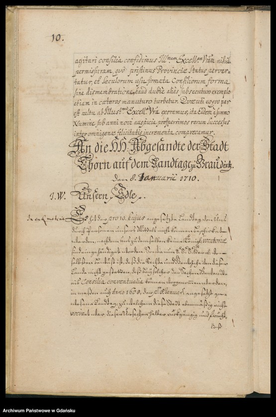 image.from.unit.number "[Liber missivarum]. Index literarum […] [adresatów]. W osobnym poszycie: Register der vornehmsten in den Missiven von 1710 u. 1711 enthaltenen Materien"