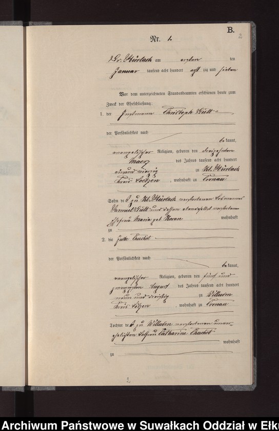 image.from.unit.number "Heiraths-Neben-Register des Preussischen Standes-Amtes Gross Stürlack Kreis Loetzen"