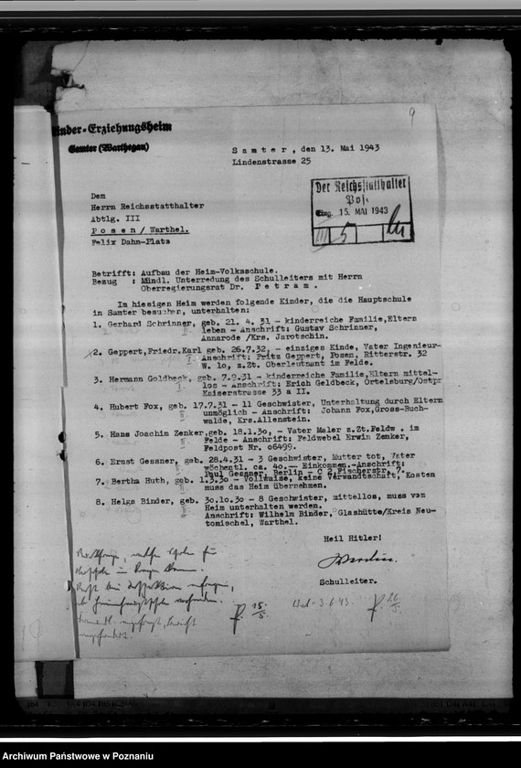 Obraz 13 z jednostki "Kindererziehungsheim Samter (Szamotuły). Oberschule in Samter"