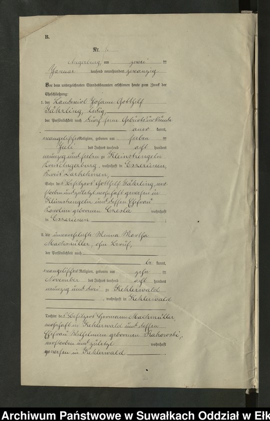 image.from.unit.number "[Heirats - Register (Neben - Register) Standesamt Angerburg einschl. der Bezirke, Gr. Strengeln, Prinowen und Kehlen Kreis Angerburg] No 1 bis 49"