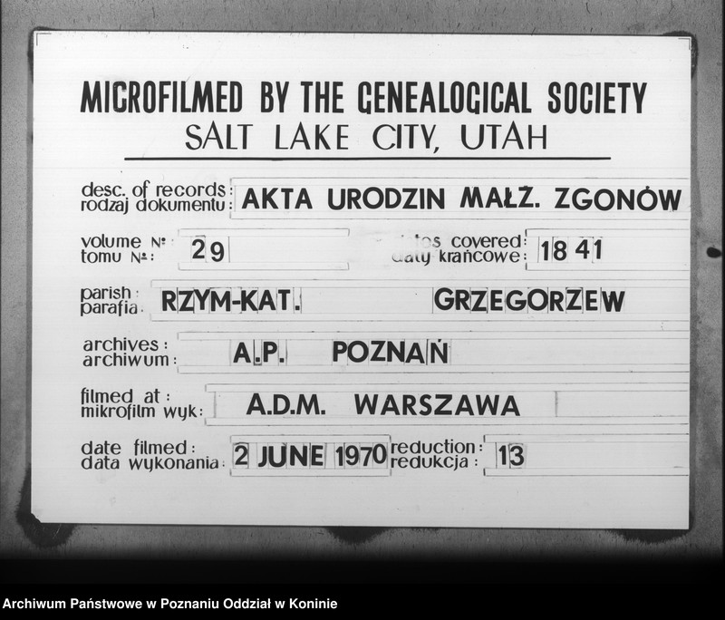 Obraz 1 z jednostki "Akta urodzeń, małżeństw, zgonu"